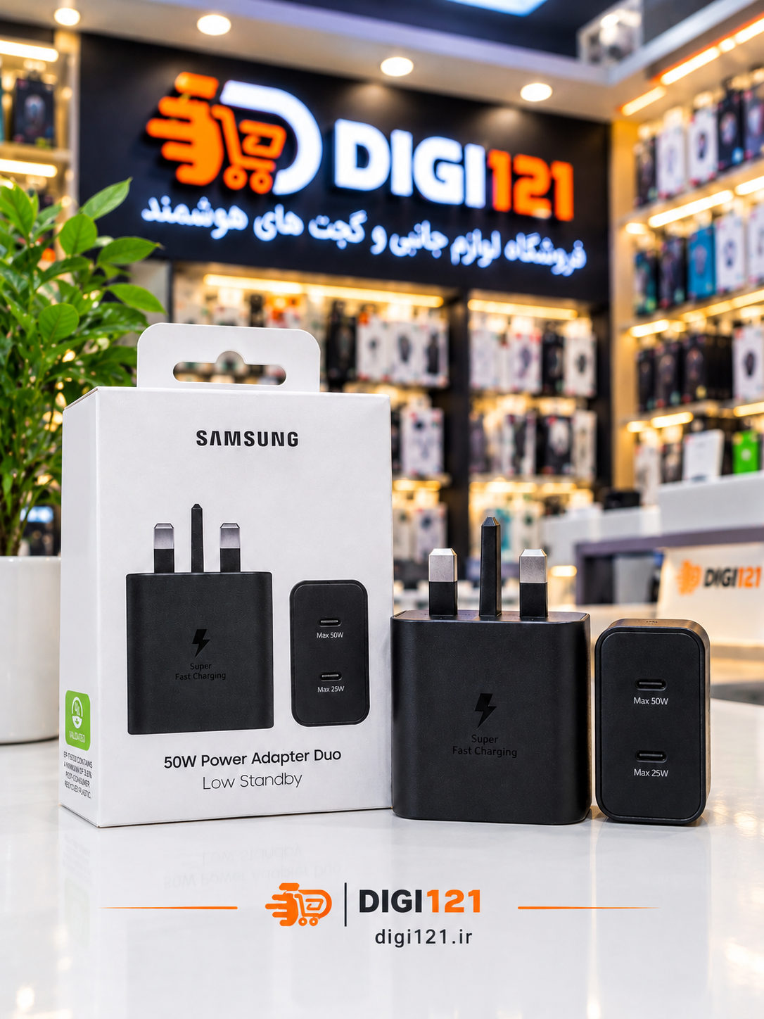 آداپتور ۵۰ وات سامسونگ با دو پورت تایپ سی